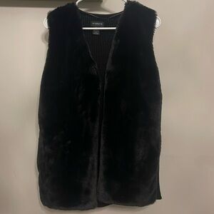 Liz Claiborne Faux Fur Open Front Black Vest Women’s Size XL